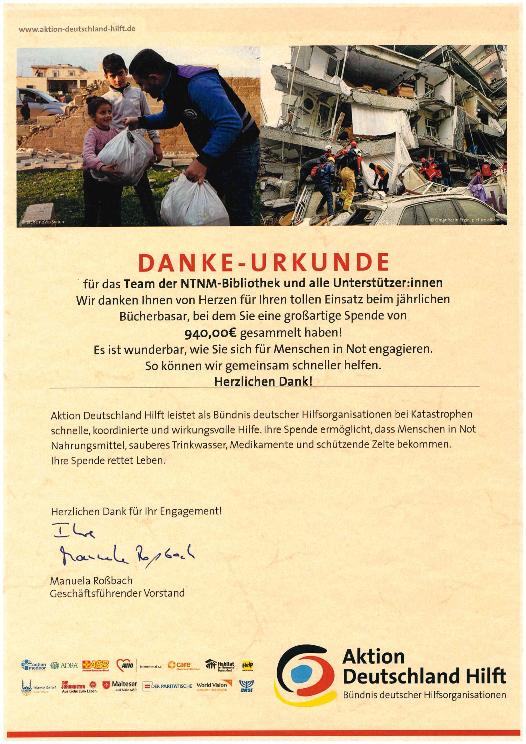 Spendenurkunde